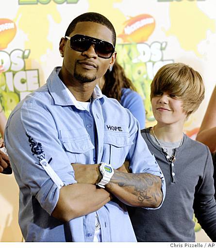 justin bieber now pictures. Usher and Justin Bieber (No