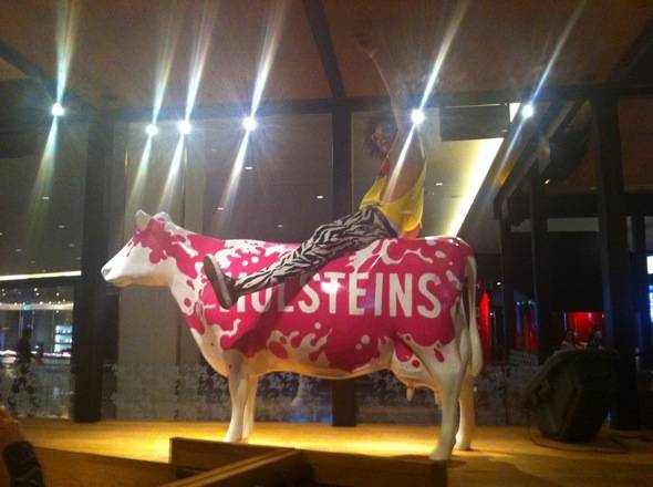 Redfoo of LMFAO was seen dining at Holsteins at the Cosmopolitan of Las 