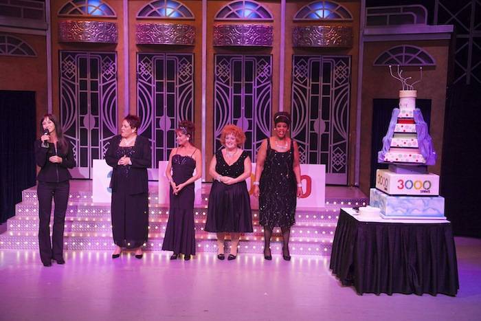 The cast of "Menopause the Musical with their cake celebrating their 3,000th show in Vegas. Photos: Luxor 