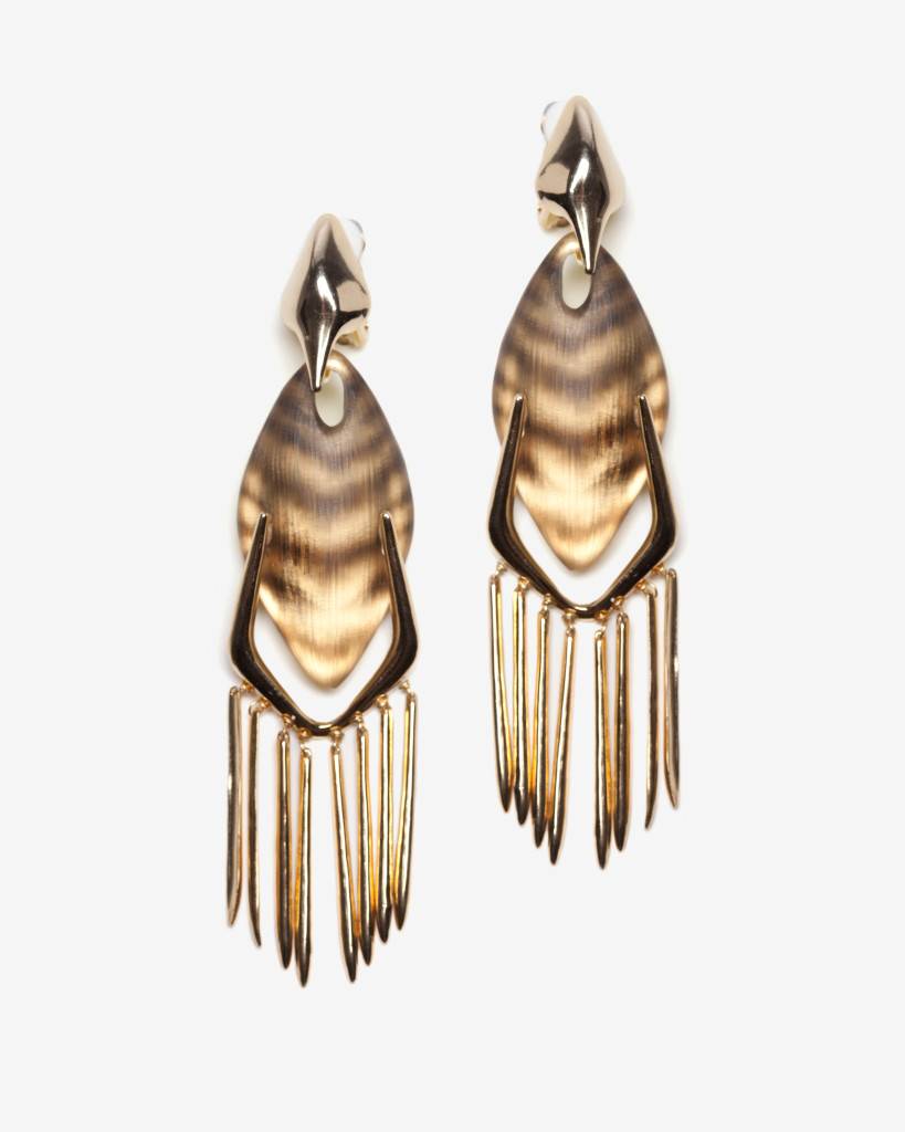 Alexis Bittar, $295: Giving a fresh, clean look to a safari motif, these clip on earrings are perfect for the girl on the go. 