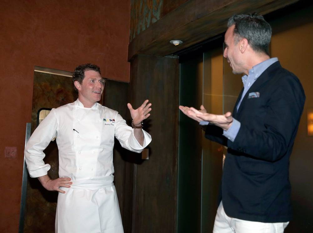 Bobby Flay and Bon Appetite's Adam Rapoport at the Master Series Dinner at Vegas Uncork'd. Photo: Isaac Brekken/Getty Images