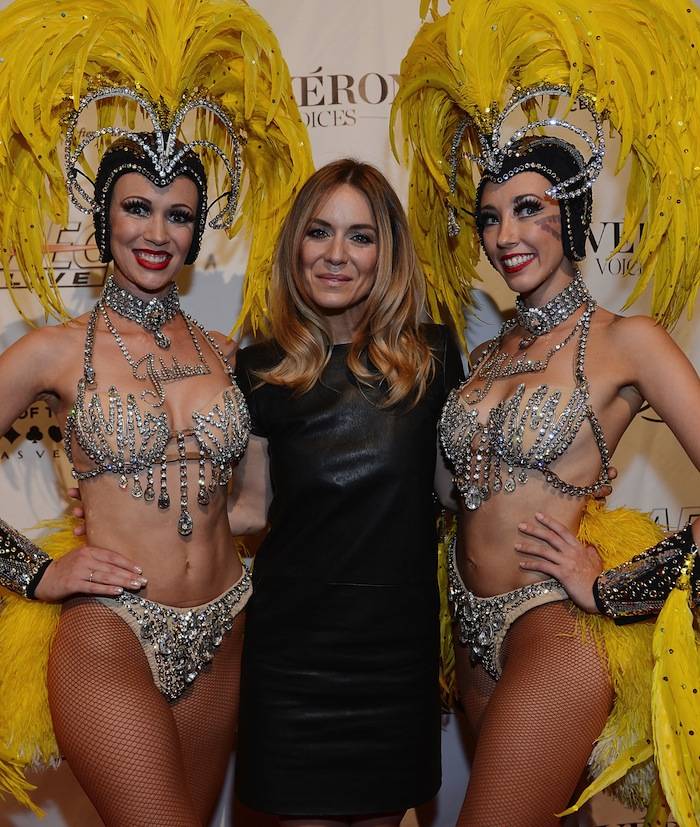Veronic Dicaire (C) and the Jubilee showgirls arrive at the "Veronic Voices" premiere. Photos: Denise Truscello/WireImage 