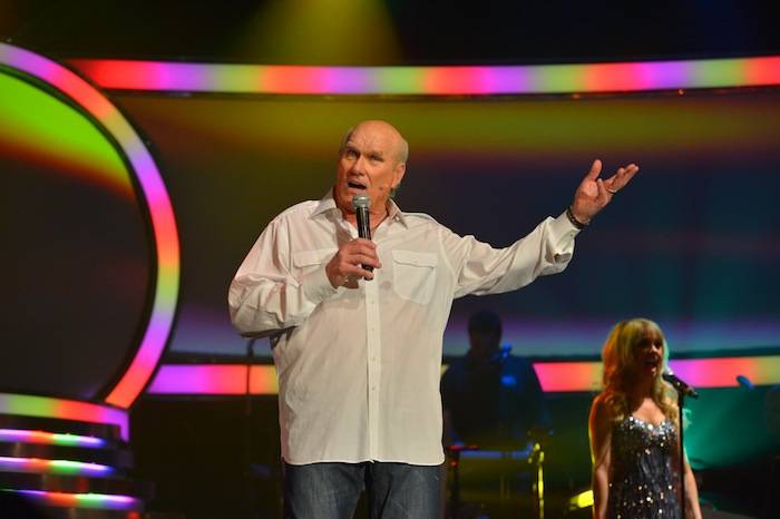 Terry Bradshaw on stage for the debut of his new show at the Mirage. Photos: Bryan Steffy/WireImage 