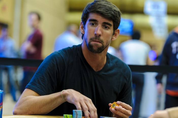 Michael Phelps participates in the World Series of Poker’s No Limit Hold ‘Em/Eight Handed tournament at the Rio. Photo: Jane Fuhrman/WSOP-Poker News 