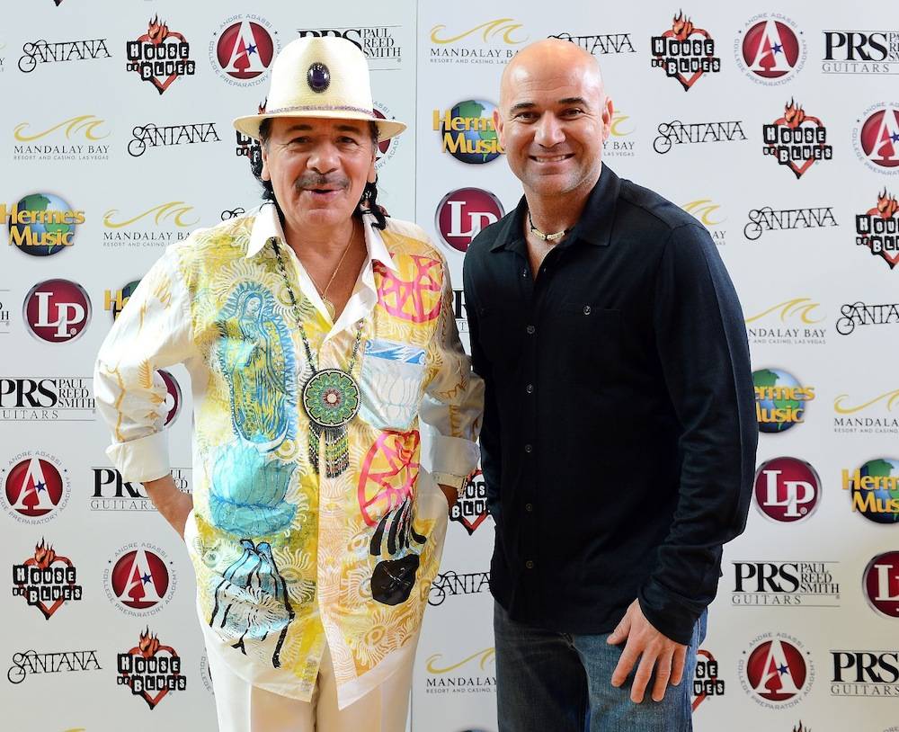 Carlos Santana and Andre Agassi. Photos: Ethan Miller/Getty Images 