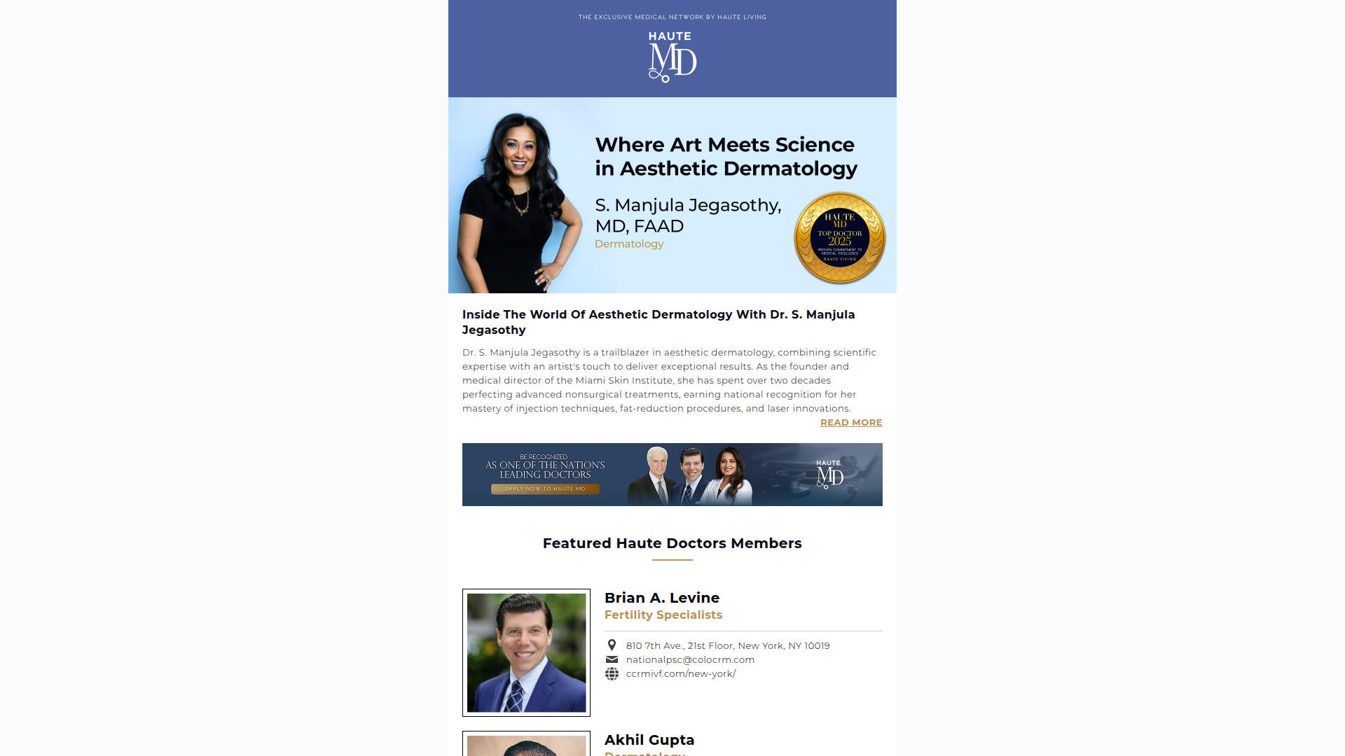 Haute MD Network newsletter featuring member physicians