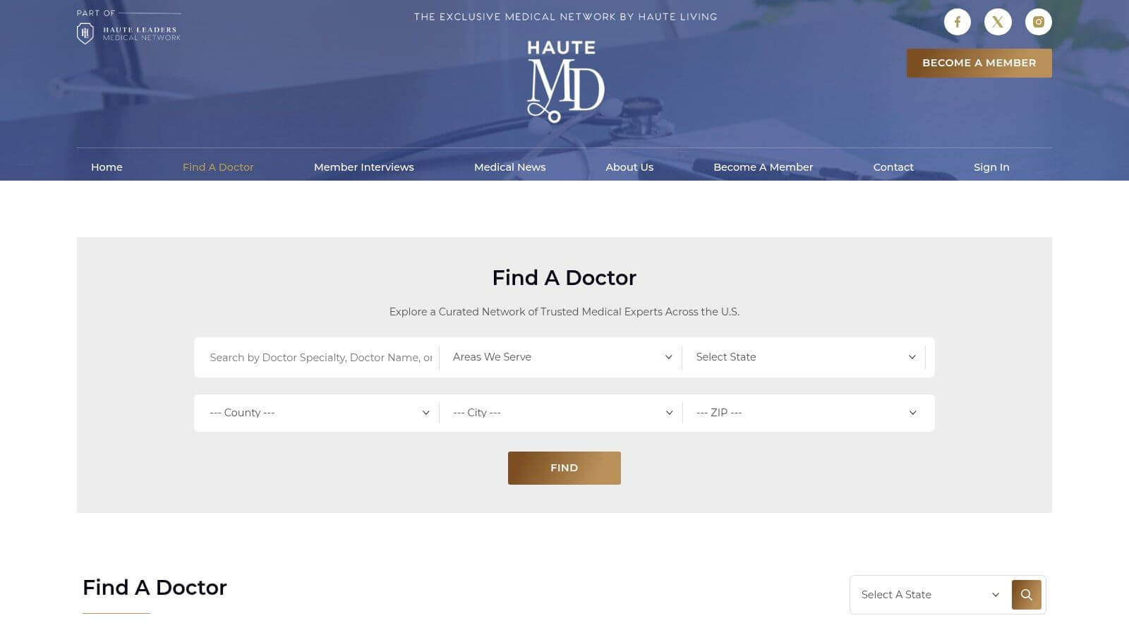 Options to Find a Doctor Interface